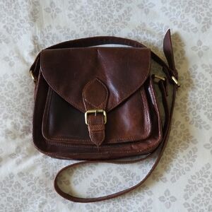 Vintage Brown Leather Crossbody Bag - Women's Crossbody